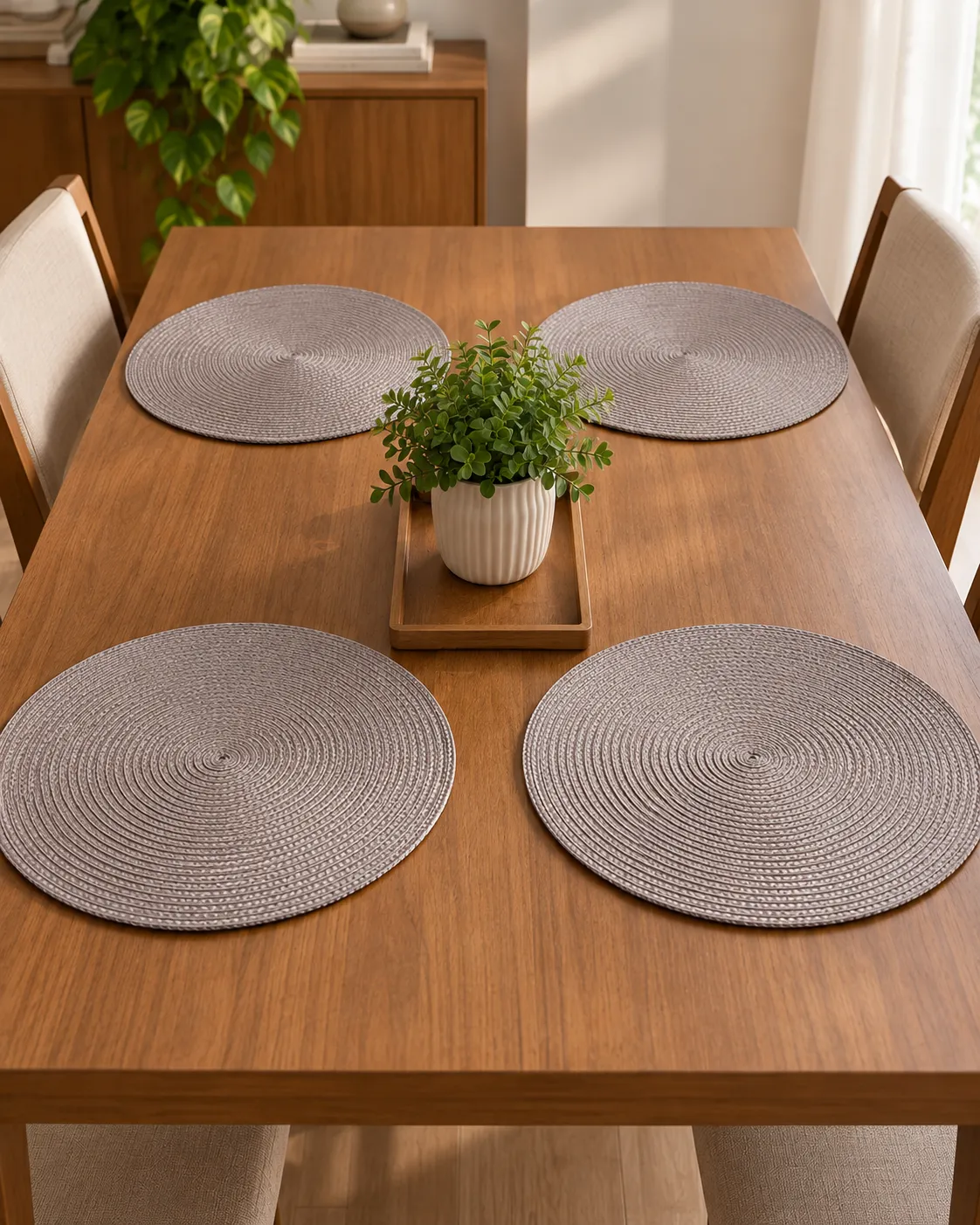 Conjunto de Jogos Americanos Redondos 38cm Taupe - Mundiart