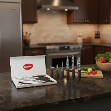 Jogo de Facas Inox Preto - 6 peças - Clink Chef