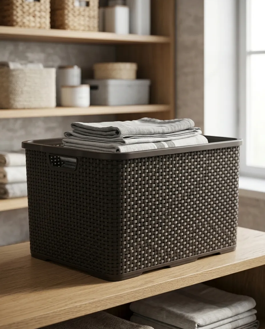 Cesto Organizador Preto - 15L - Arqplast Rattan