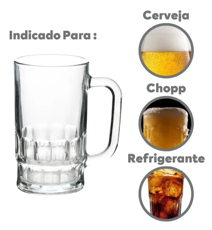 Caneca vidro chopp 360ml com alça, foto 4