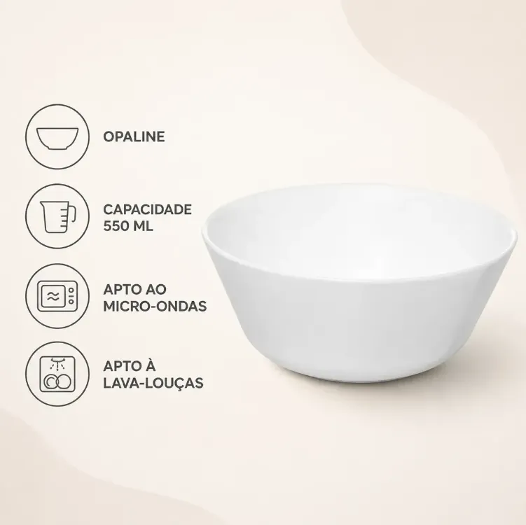 Bowl de Opalina 550ml Branco Yins, foto 2
