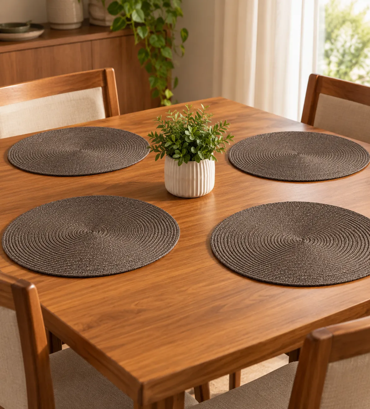 Conjunto de 4 peças de Jogos Americanos Redondos 38cm Marrom - Mundiart