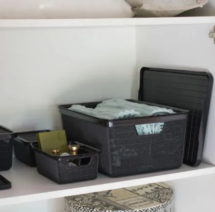Cesto Organizador Preto com Tampa - 16L - Arqplast Jutta