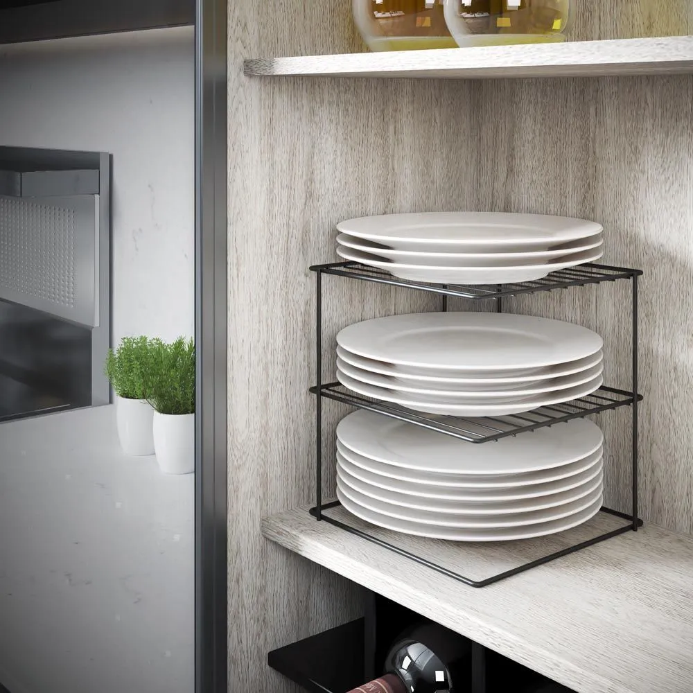 Organizador Louças Stolf Aço Carbono Preto 3 Andares