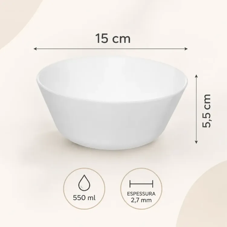 Bowl de Opalina 550ml Branco Yins, foto 4