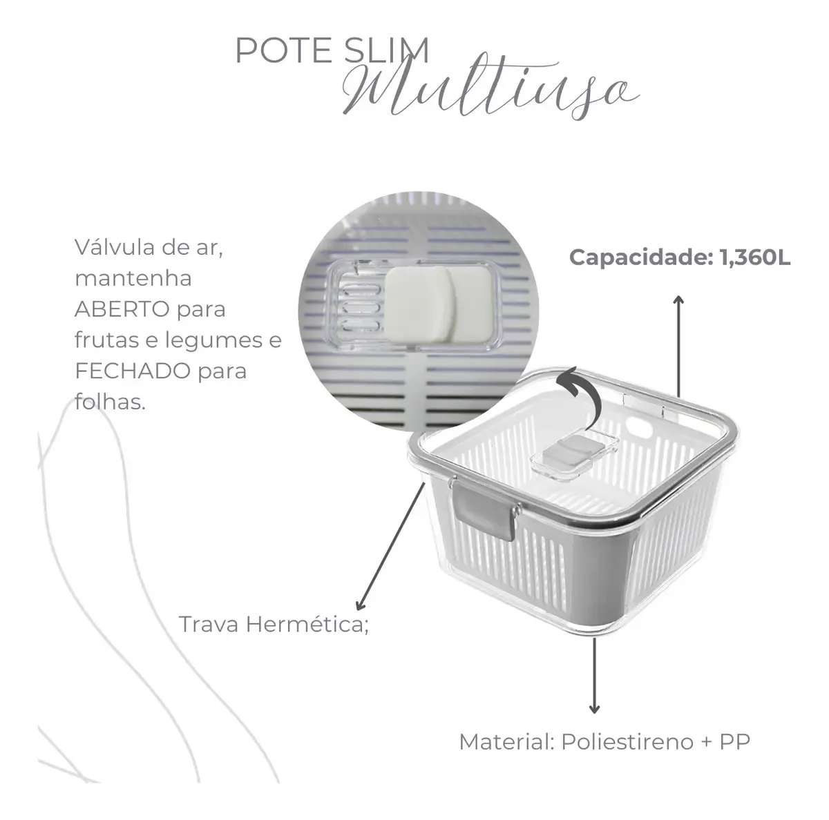 Pote Hermético Multiuso - 1.36L - Paramount Slim, foto 2