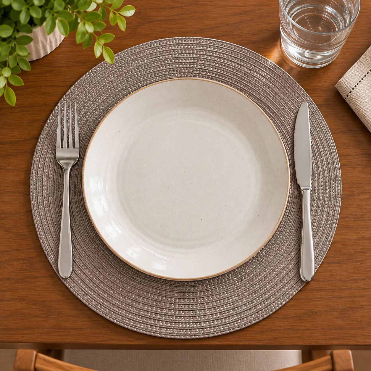 Conjunto de Jogos Americanos Redondos 38cm Taupe - Mundiart, foto 3